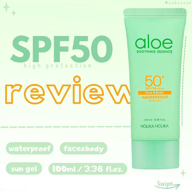 HOLIKA HOLIKA Aloe Soothing Essence Waterproof Sun Gel SPF50+ PA++++  Reviews & Ingredients